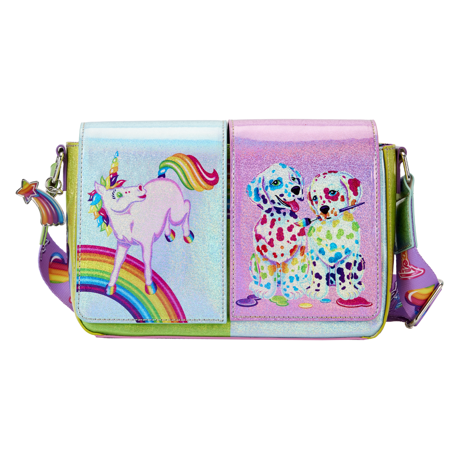 Lisa Frank: Yellow Rainbow Ring Saturn Loungefly Crossbody Bag