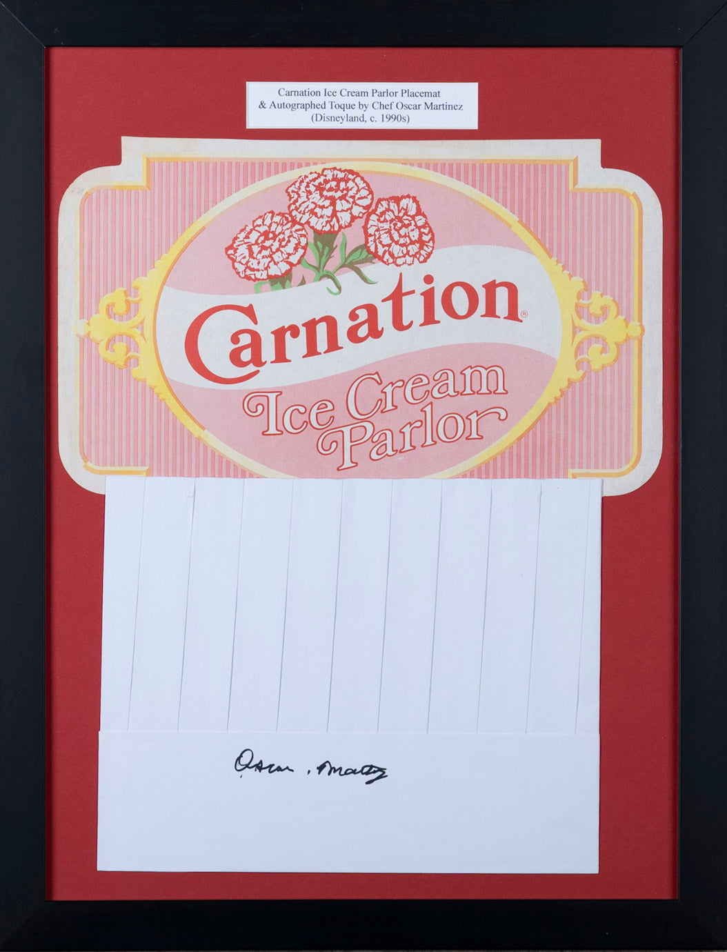 Autographed Original Carnation Ice Cream Parlor Place Mat and